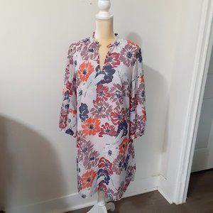 Ann Taylor ruffled shift dress L large floral